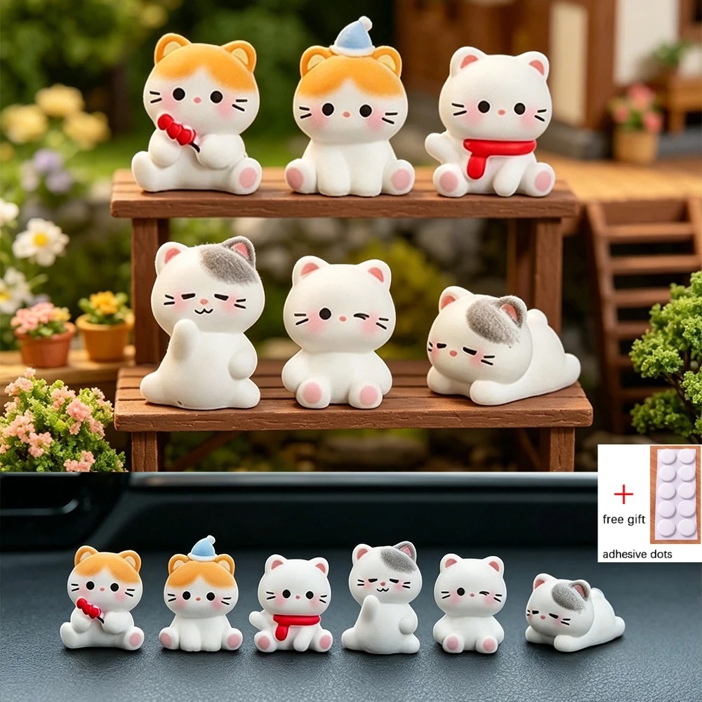 6pcs Cute Cat Resin Figurines  - Smart Garden Diy 评论和价格
