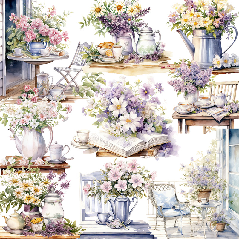 12Pcs/Pack Garden Afternoon Te - Garden Journal Planner 评论和价格
