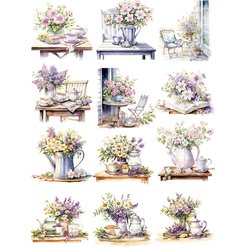 12Pcs/Pack Garden Afternoon Te - Garden Journal Planner 评论和价格