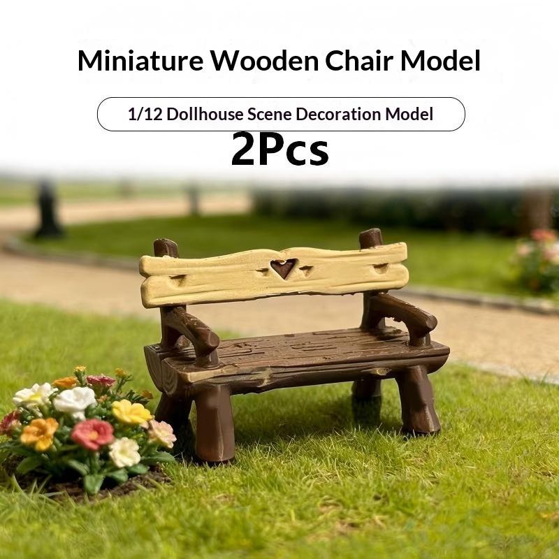 2Pcs 1/12 Miniature Bench Doll - Smart Garden Diy 评论和价格